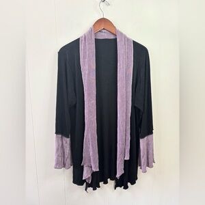 Heydari art to wear open cardigan jacket lagenlook size M black purple